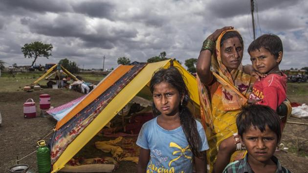 Inda Bhosale, whose family members were killed in a mob attack on suspicion of being part of a child-kidnapping gang at Rainpada Village in Dhule, Maharashtra on July 2, 2018. (Satish Bate / HT Photo)