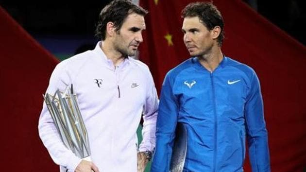 Rafael Nadal, Novak Djokovic and Roger Federer practised at Wimbledon on Sunday.(Getty Images)