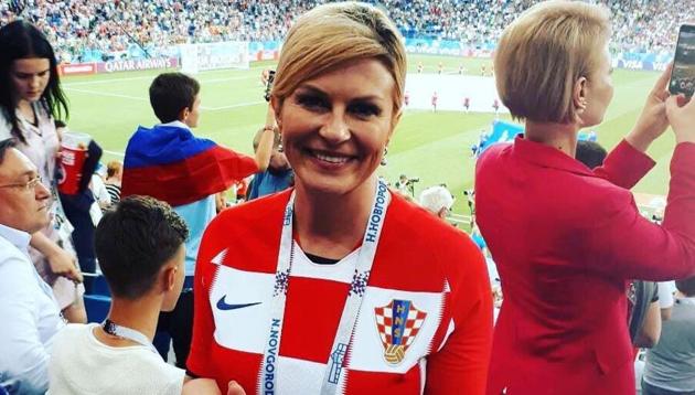 Croatian President Kolinda Grabar-Kitarovic attended her nation’s FIFA World Cup 2018 quarter-final match against Russia.(Twitter)