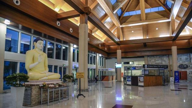A Buddist statue of Guan Yin stands in an empty hall at Mattala Rajapaksa International Airport. (Bloomberg) A Buddist statue of Guan Yin stands in an empty hall at Mattala Rajapaksa International Airport. (Bloomberg)