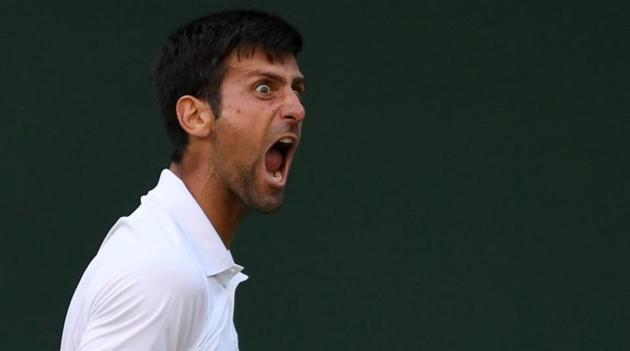 Serbia's Novak Djokovic celebrates winning the Wimbledon third round match against Britain's Kyle Edmund.(Reuters)