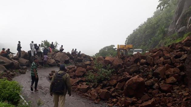 The forest department and the public work department have already spent ₹20lakh for the restoration of the road. (HT PHOTO) The forest department and the public work department have already spent ₹20lakh for the restoration of the road. (HT PHOTO)