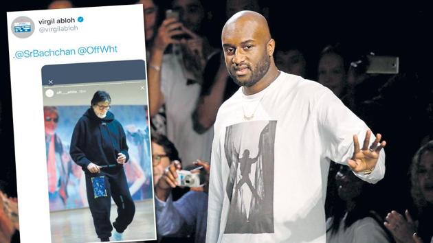 Fashion designer Virgil Abloh; (inset) Amitabh Bachchan sporting a tracksuit from his label Off-White. Fashion designer Virgil Abloh; (inset) Amitabh Bachchan sporting a tracksuit from his label Off-White.