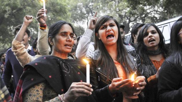 File photo of the mother of the Delhi gangrape victim during a protest rally at Jantar Mantar. (HT Photo) File photo of the mother of the Delhi gangrape victim during a protest rally at Jantar Mantar. (HT Photo)