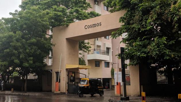 The 46-year-old woman jumped off the 11th floor of Cosmos apartment in Magarpatta City, Hadapsar. (Shankar Narayan/HT Photo) The 46-year-old woman jumped off the 11th floor of Cosmos apartment in Magarpatta City, Hadapsar. (Shankar Narayan/HT Photo)