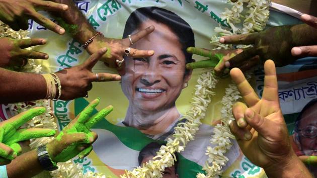 Ahead of Prime Minister Narendra Modi’s public rally in West Bengal’s Midnapore town on July 16, the ruling Trinamool Congress has decided to swamp the town with banners, posters and cutouts of chief minister Mamata Banerjee to make her omnipresent along any route Modi might take. The ruling party had tested a similar ploy on June 28 when BJP president Amit Shah visited the temple town of Tarapith in Birbhum district. (PTI File) 