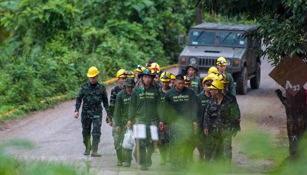 Four boys among the group of 13 trapped in a flooded Thai cave for more than a fortnight were rescued on July 8 after surviving a treacherous escape, raising hopes elite divers would also save the others soon. (AFP Photo) Four boys among the group of 13 trapped in a flooded Thai cave for more than a fortnight were rescued on July 8 after surviving a treacherous escape, raising hopes elite divers would also save the others soon. (AFP Photo)