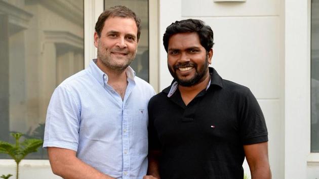 Congress president Rahul Gandhi on Tuesday met Tamil director Ranjith and actor Kalaiyarasan in Delhi yesterday. (Twitter Photo/Rahul Gandhi) Congress president Rahul Gandhi on Tuesday met Tamil director Ranjith and actor Kalaiyarasan in Delhi yesterday. (Twitter Photo/Rahul Gandhi)