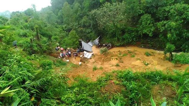 Nine people were killed in a landslide triggered by heavy rains in three places in Manipur. (HT Photo) Nine people were killed in a landslide triggered by heavy rains in three places in Manipur. (HT Photo)