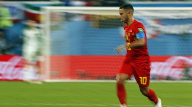 Belgium's forward Eden Hazard drives the ball forward. (AFP) Belgium's forward Eden Hazard drives the ball forward. (AFP)
