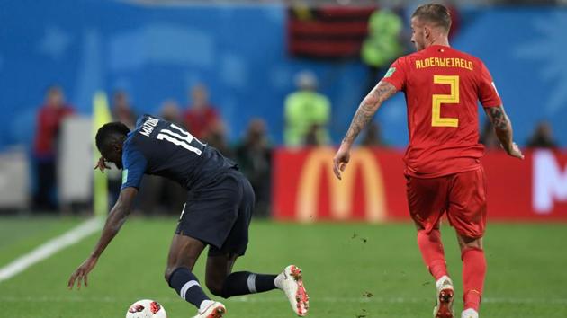 France's midfielder Blaise Matuidi (L) is fouled by Belgium's defender Toby Alderweireld. (AFP) France's midfielder Blaise Matuidi (L) is fouled by Belgium's defender Toby Alderweireld. (AFP)