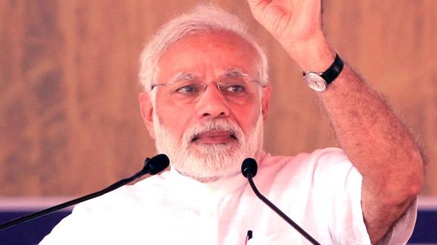 Prime Minster Narendra Modi addressing a rally in Punjab’s Muktsar district on July 11, 2018. The PM addressed women associated with self-help groups across the country through the Narendra Modi mobile app. (Sanjeev Kumar/ HT Photo) Prime Minster Narendra Modi addressing a rally in Punjab’s Muktsar district on July 11, 2018. The PM addressed women associated with self-help groups across the country through the Narendra Modi mobile app. (Sanjeev Kumar/ HT Photo)