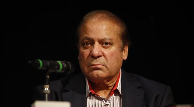 Pakistan's former prime minister Nawaz Sharif speaks during a UK PMLN Party Workers Convention meeting with supporters in London on July 11, 2018.(AFP)