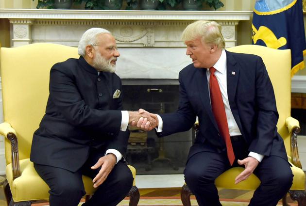 Prime Minister Narendra Modi meets US President Donald Trump at the White House in Washington DC.(PTI File Photo)