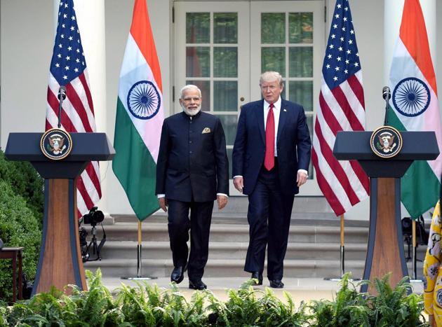 Prime Minister Narendra Modi meets US President Donald Trump at White House in Washington DC.(PTI File Photo)