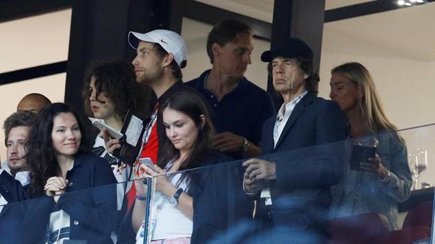 Mick Jagger in the stands during England-Croatia FIFA World Cup 2018 semifinal in Moscow. (REUTERS) Mick Jagger in the stands during England-Croatia FIFA World Cup 2018 semifinal in Moscow. (REUTERS)