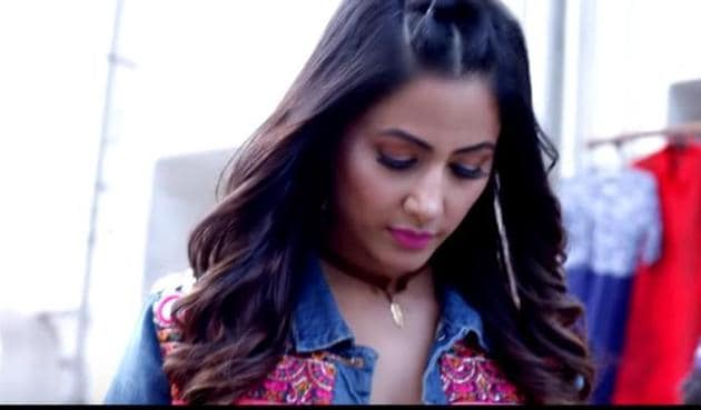 Hina Khan in a still from her first commercial music video, Bhasoodi.