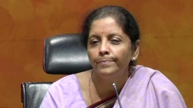 Defence minister Nirmala Sitharaman holds a press conference in New Delhi.(ANI Photo)