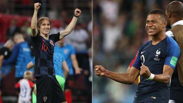Croatia’s Luka Modric (L) and Kylian Mbappe of France will be key in the FIFA World Cup final in Moscow on Sunday night.(Twitter)