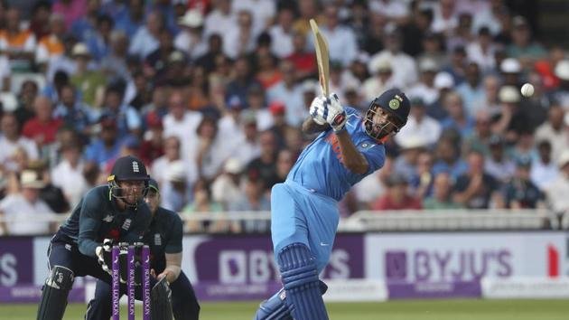 In reply, Shikhar Dhawan got India off to a fiery start, smashing 40 off 27 before falling to Moeen Ali in the eighth over. (AP)