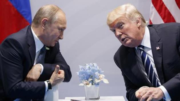 A file picture of US President Donald Trump with Russian President Vladimir Putin. The Kremlin and the White House have announced on June 28 that a summit between Putin and Trump will take place in Helsinki on July 16(AP)