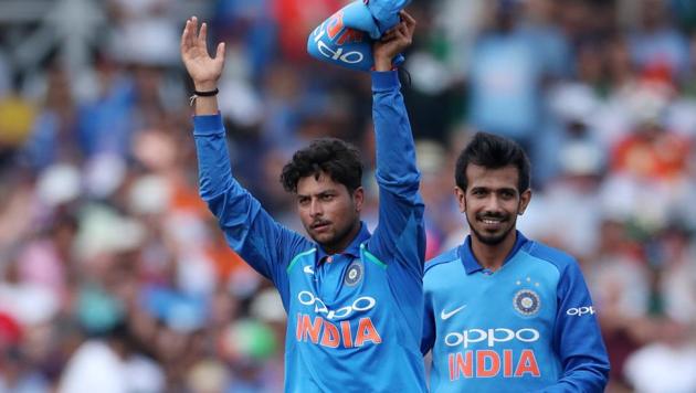 Kuldeep Yadav (L) celebrates taking the wicket of England's David Willey (not pictured) with Yuzvendra Chahal during the first ODI between India and England at Trent Bridge, Nottingham, Britain on July 12, 2018. (REUTERS) Kuldeep Yadav (L) celebrates taking the wicket of England's David Willey (not pictured) with Yuzvendra Chahal during the first ODI between India and England at Trent Bridge, Nottingham, Britain on July 12, 2018. (REUTERS)