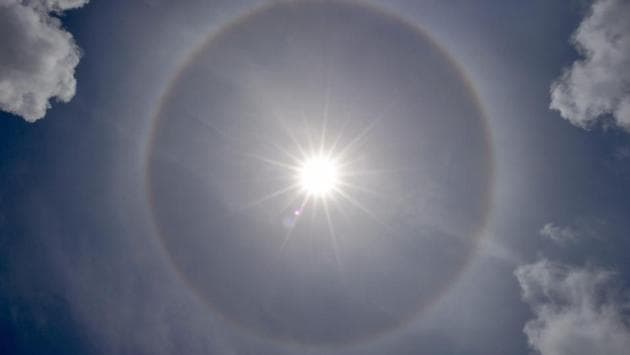 A halo appears around the sun in the sky, as seen from Kolkata on July 11, 2018. (Swapan Mahapatra / PTI) A halo appears around the sun in the sky, as seen from Kolkata on July 11, 2018. (Swapan Mahapatra / PTI)