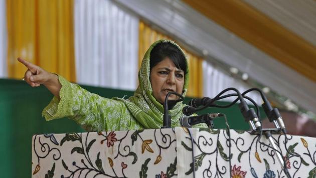 PDP president and former chief minister of Jammu and Kashmir Mehbooba Mufti on Friday issued a strong warning to former ally Bharatiya Janata Party that efforts to break her party could have “dangerous consequences”. Mufti resigned in June after the BJP ended its three-year alliance with her party citing rising security crisis in Jammu and Kashmir. (Waseem Andrbai / HT File)