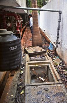 Due to neglect and low maintenance from both the builder and the residents, the rainwater harvesting system at Malpani Green housing society in Wakad is in shambles. (HT PHOTO) Due to neglect and low maintenance from both the builder and the residents, the rainwater harvesting system at Malpani Green housing society in Wakad is in shambles. (HT PHOTO)