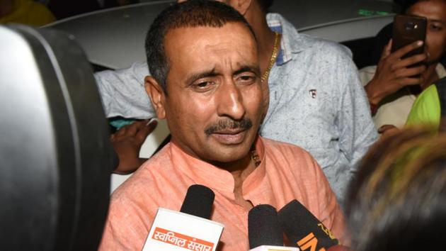 Kuldeep Singh Sengar is a four-time MLA from Bangarmau, a semi-urban area nearly 70 km from Lucknow, and enjoys immense clout in the area.(Subhankar Chakraborty/HT PHOTO)