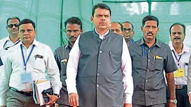 Maharashtra CM Devendra Fadnavis arrives outside Vidhan Bhavan in Nagpur on Friday.(Sunny Shende) Maharashtra CM Devendra Fadnavis arrives outside Vidhan Bhavan in Nagpur on Friday.(Sunny Shende)