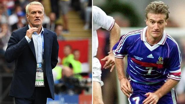 France's head coach Didier Deschamps (L) won the FIFA World Cup as players in 1998 (right).(AFP)