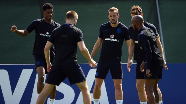 Harry Kane (C), who with six goals is favourite for the Golden Boot, will start alongside Raheem Sterling in what is a much changed England line-up for the FIFA World Cup 2018 third-place play-off vs. Belgium.(AFP) Harry Kane (C), who with six goals is favourite for the Golden Boot, will start alongside Raheem Sterling in what is a much changed England line-up for the FIFA World Cup 2018 third-place play-off vs. Belgium.(AFP)