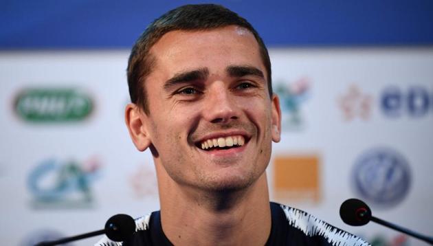 France forward Antoine Griezmann holds a press conference ahead of the FIFA World Cup 2018 final against Croatia.(AFP)