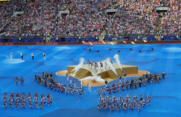 General view as singers Era Istrefi and Will Smith perform during the closing ceremony. (REUTERS)