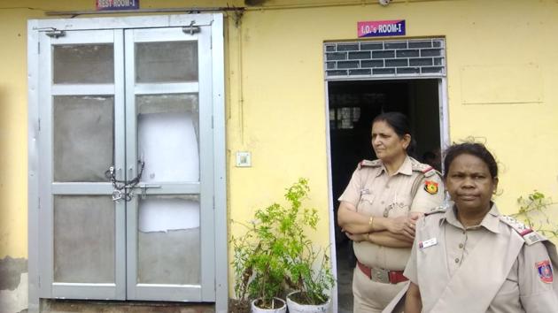 The room (left) at Delhi’s Tilak Vihar police post where a 17-year-old girl was found hanging in the early hours of July 15, 2018.(HT Photo)
