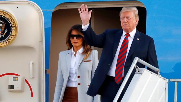 US President Donald Trump and first lady Melania Trump arrive at Helsinki-Vantaa airport in Vantaa, Finland, July 15, 2018. (REUTERS) US President Donald Trump and first lady Melania Trump arrive at Helsinki-Vantaa airport in Vantaa, Finland, July 15, 2018. (REUTERS)