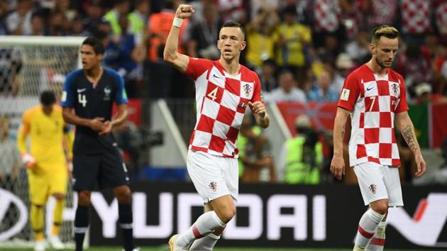 Croatia's forward Ivan Perisic celebrates after scoring the equaliser. (AFP) 