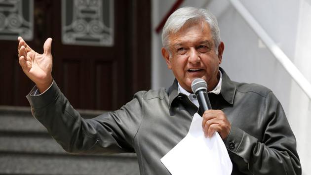 Mexico's president-elect Andres Manuel Lopez Obrador holds a news conference at the campaign headquarters in Mexico City on July 14, 2018.(REUTERS/Gustavo Graf)
