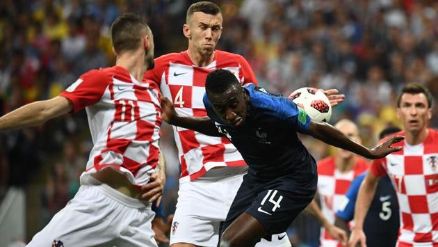 Croatia's forward Ivan Perisic  hits the ball with his hand which resulted into a penalty. (AFP) 