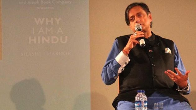 Shashi Tharoor during the launch of his book Why I am a Hindu at NCPA, in Mumbai, India, on April 18, 2018.(Bhushan Koyande/HT)