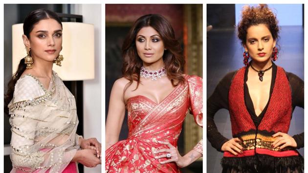 Actor Aditi Rao Hydari will walk for designer Tarun Tahiliani; Kangana Ranaut for Anju Modi; and Shilpa Shetty for Amit Aggarwal.(HT Photo)