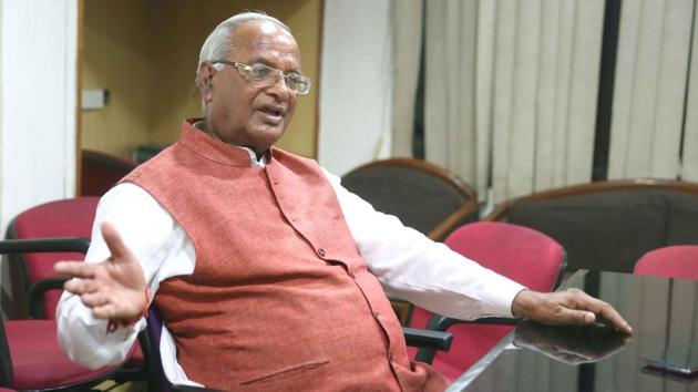 Rajasthan BJP state president Madanlal Saini during his visit to HT office in Jaipur.(HT Photo)