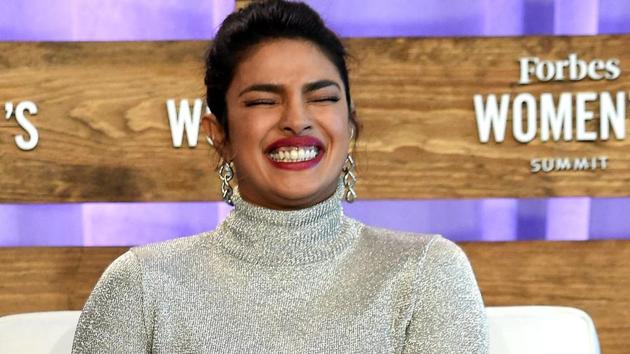 Priyanka Chopra speaks onstage during Breaking Barriers, Engaging Billions: Panel at the 2018 Forbes Women's Summit at Pier Sixty at Chelsea Piers. (AFP)