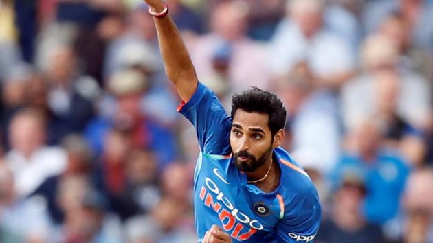 Bhuvneshwar Kumar conceded 49 runs in his seven over in the third ODI against England at Leeds.(Action Images via Reuters)