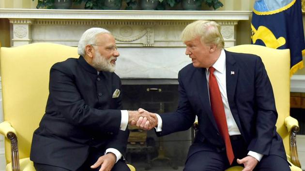 Prime Minister Narendra Modi meeting US President Donald Trump at White House, in Washington DC.(PTI File Photo)