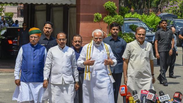 Prime Minister Narendra Modi arrives to address the media ahead of the Monsoon Session of Parliament, in New Delhi. (PTI File Photo) Prime Minister Narendra Modi arrives to address the media ahead of the Monsoon Session of Parliament, in New Delhi. (PTI File Photo)