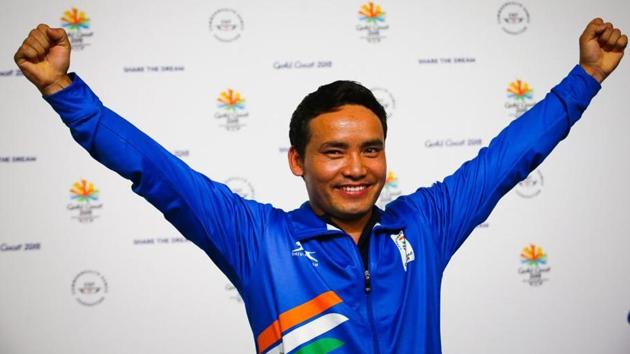 Jitu Rai won gold medal in men's 10m air pistol shooting final during the 2018 Gold Coast Commonwealth Games.(AFP)