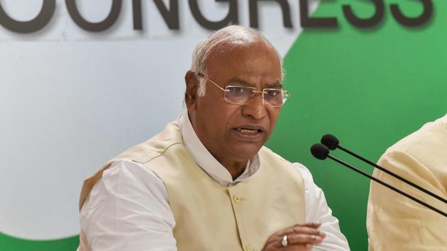 Calling the process of appointing the Lokpal under such circumstances “vitiated,” Mallikarjun Kharge cautioned the PM that any eminent person who would be chosen for appointment as Lokpal would not accept this appointment made by the selection panel that did not consider the views of the opposition.(PTI Photo)