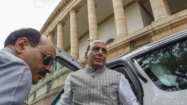 Union home minister Rajnath Singh on Thursday blamed fake news and rumours on social media behind a spate of lynchings in the country while putting the onus of maintaining law and order on state governments. He said that the centre cannot remain silent on the issue even though law and order was a state subject. Congress, dissatisfied with the statements staged a walkout from Lok Sabha. (Kamal Singh / PTI) Union home minister Rajnath Singh on Thursday blamed fake news and rumours on social media behind a spate of lynchings in the country while putting the onus of maintaining law and order on state governments. He said that the centre cannot remain silent on the issue even though law and order was a state subject. Congress, dissatisfied with the statements staged a walkout from Lok Sabha. (Kamal Singh / PTI)